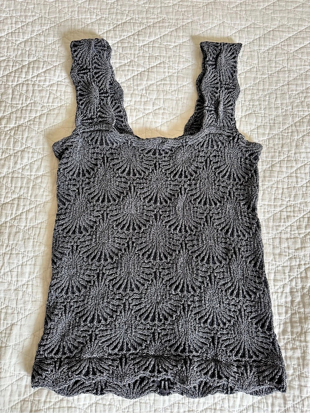 Free People Textured Abstract Tank Top in Black Like New